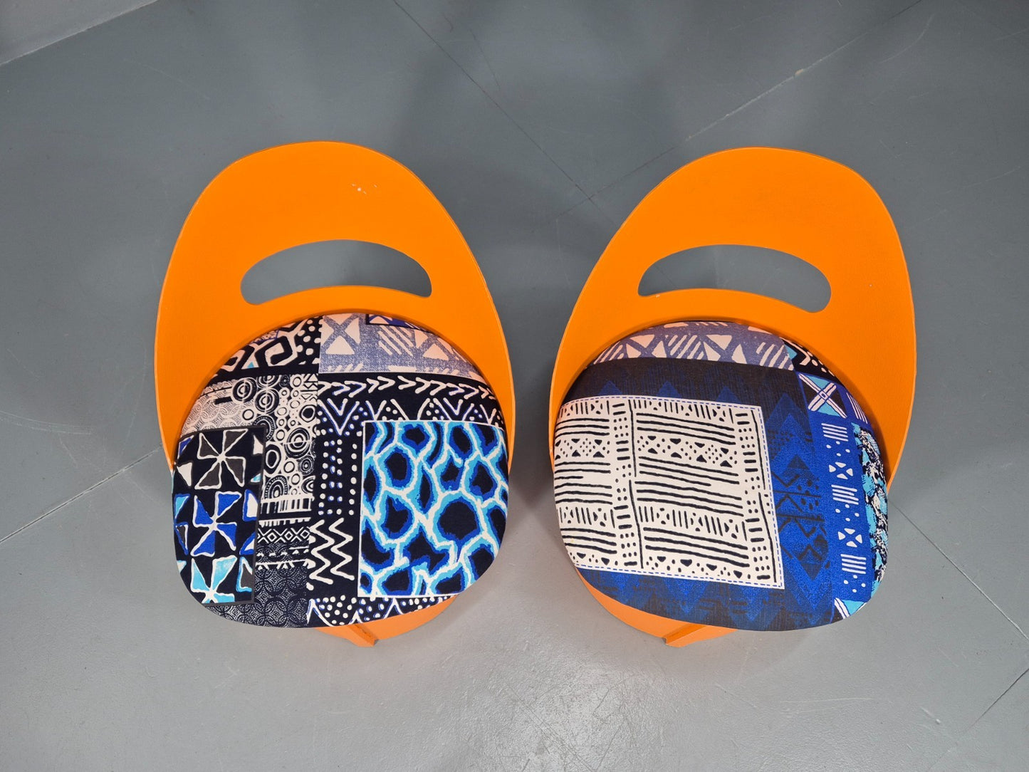 2 Vintage Retro Curved Plywood Chairs Orange 1970s Holdaway Style EB10929 MNOR3