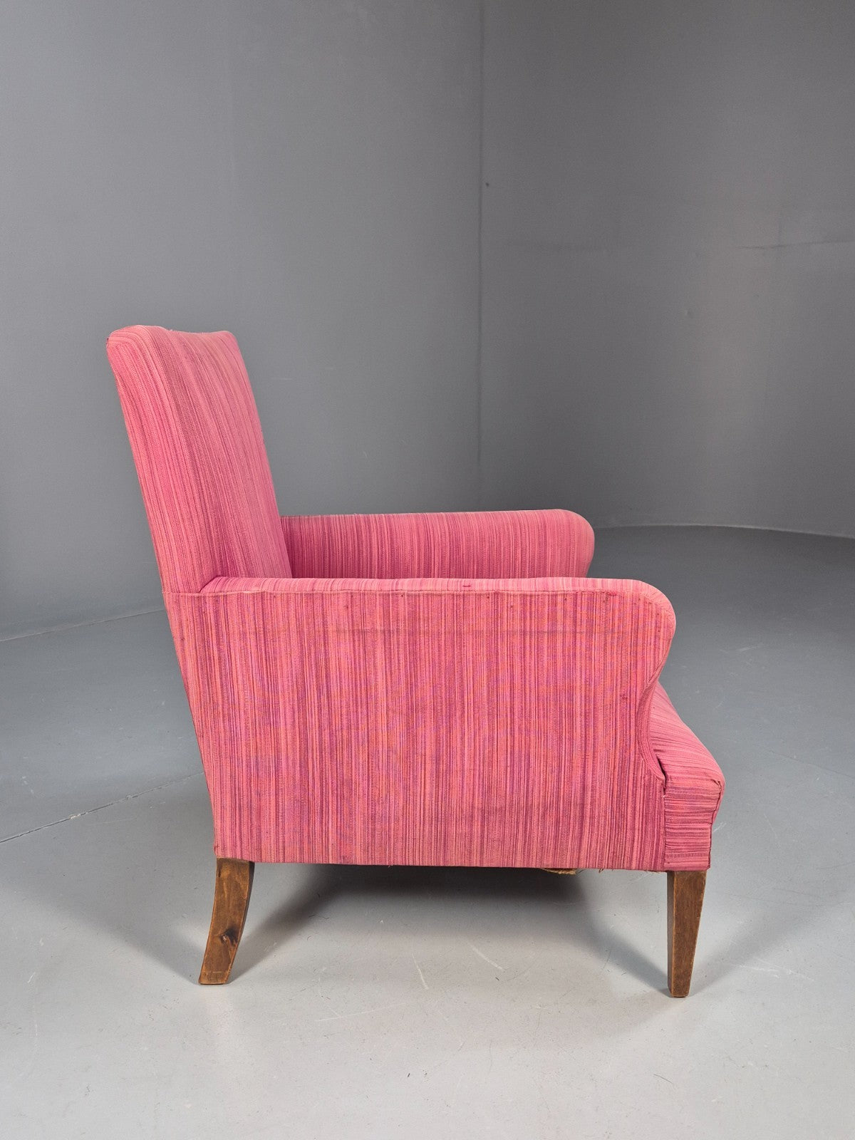 Vintage Danish Pink Chenille Lounge Chair 1950s Retro Mid Century EB10211 MNOR13