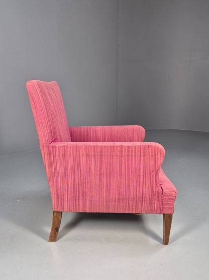 Vintage Danish Pink Chenille Lounge Chair 1950s Retro Mid Century EB10211 MNOR13