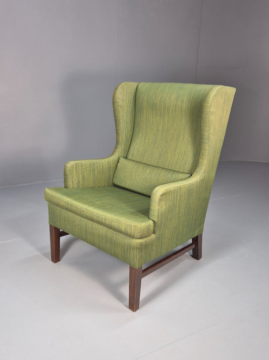 Vintage Danish Wing Back Lounge Chair 1960s Green Mid Century Retro EB9652 MNOR - UKDK FURNITURE