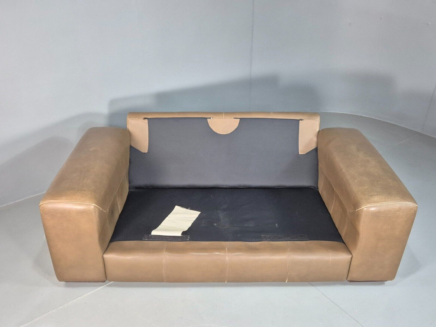 Vintage 2 Seat Sofa Taupe Leather Italian Modern Style EB8163 M2SS - UKDK FURNITURE