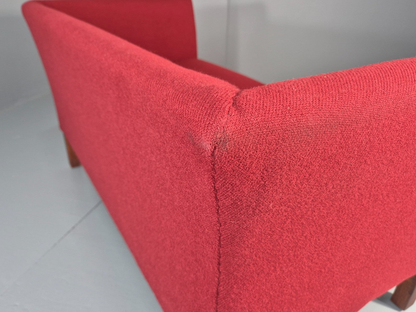 Vintage Danish Two Seater Sofa Mid Century Modern Retro Red Wool EB11363 M2SS14