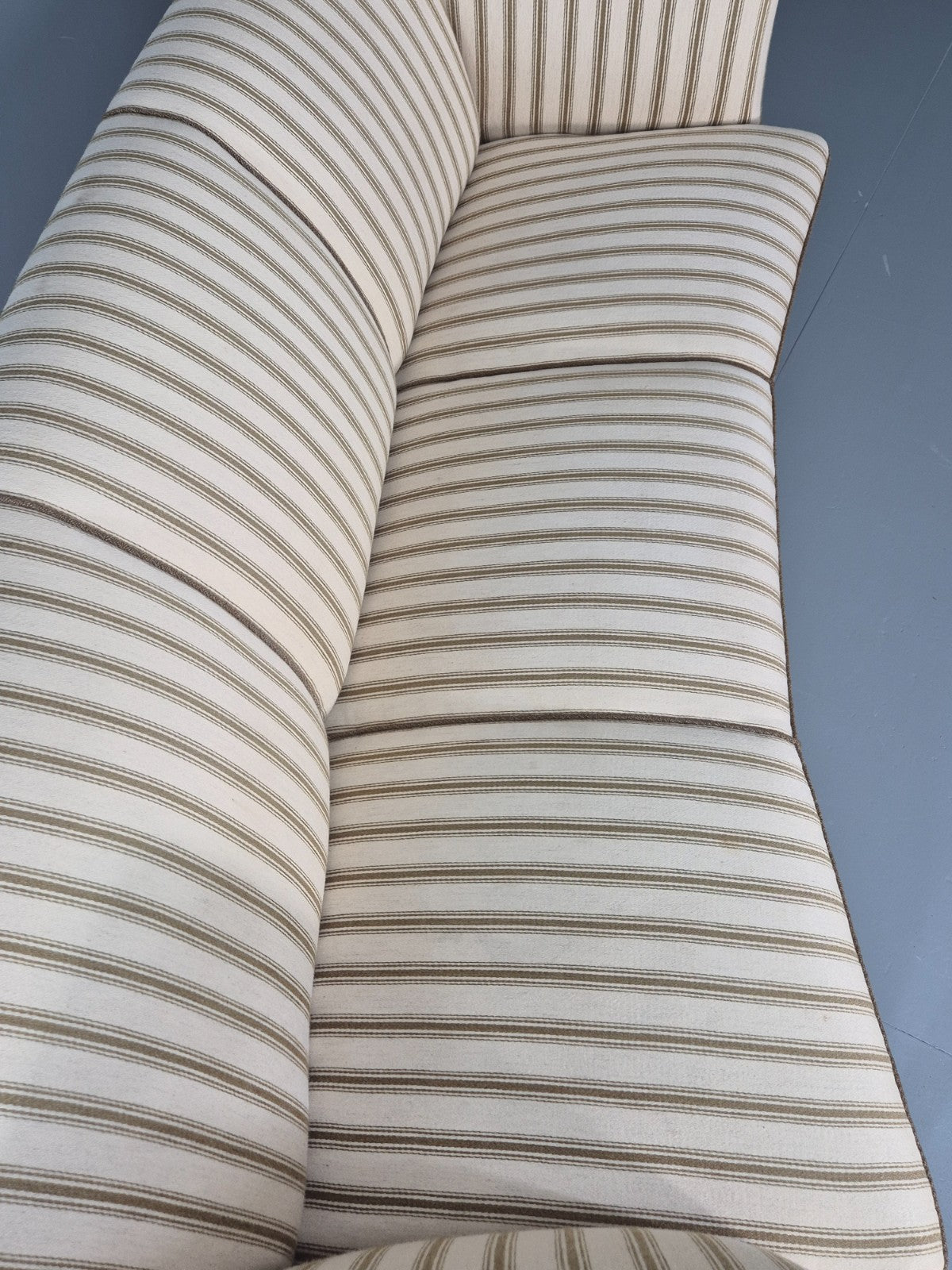 Three Seater Art Deco Curved Sofa 1930s Vintage Cream Green Wool  EB10799 V3SS11