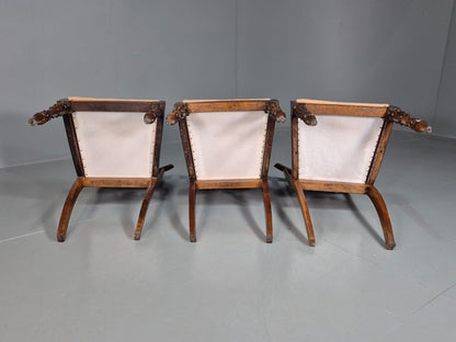 3 Vintage Dining Chairs Mahogany Frame Victorian Antique EB7814 VDIN - UKDK FURNITURE