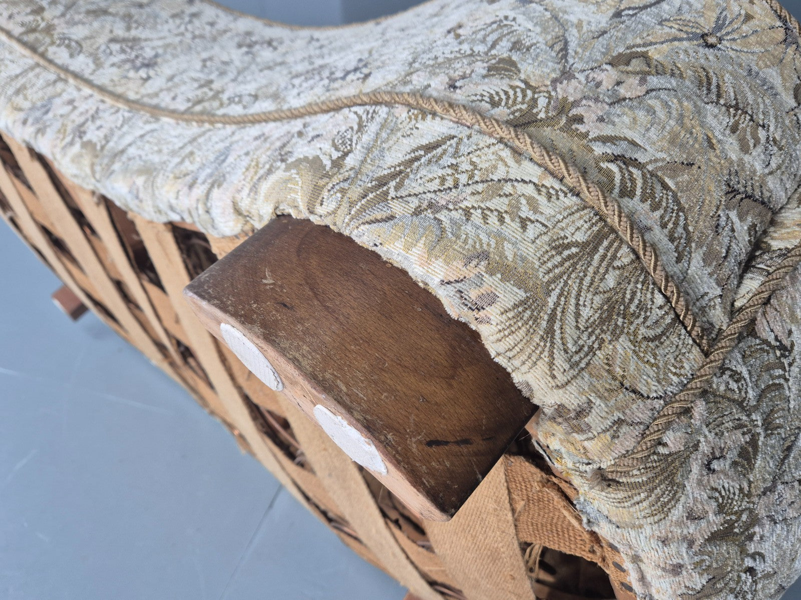 Vintage Banana Sofa 1930s Danish Art Deco Floral Cotton Retro EB10794 V2SS7