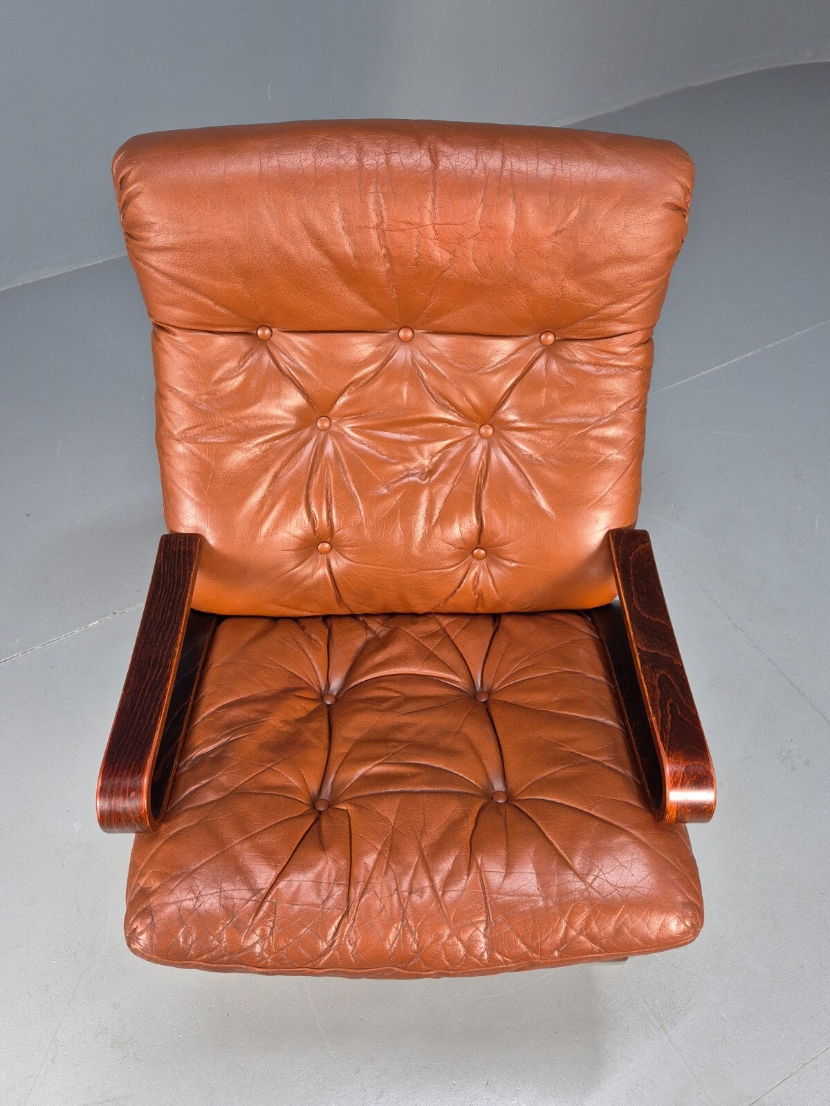 Vintage Danish Leather Tan Lounge Chair Skyline Hove MCM Retro 1970s EB9274 MBEN - UKDK FURNITURE