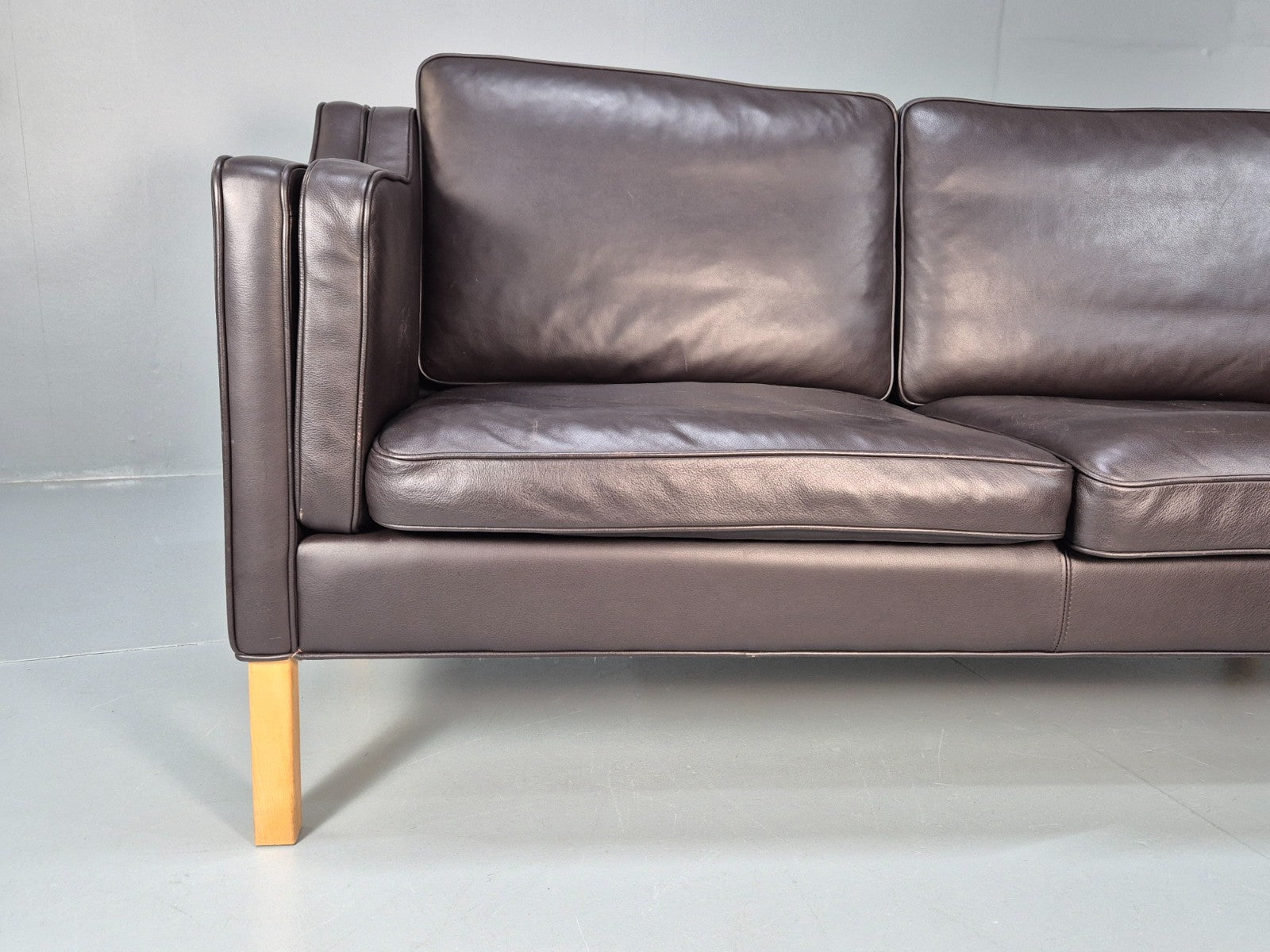 Mid Century Two Seater Sofa Danish Black Leather Mogensen Vintage  EB10107 M2SS2