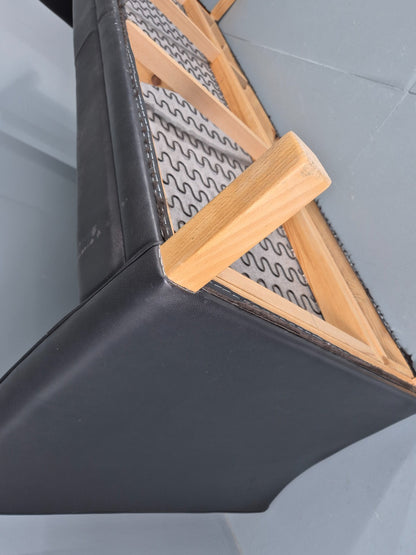 Vintage 3 Seat Sofa Danish Black Leather Mid Century Retro 1980s EB10483 M3SS14