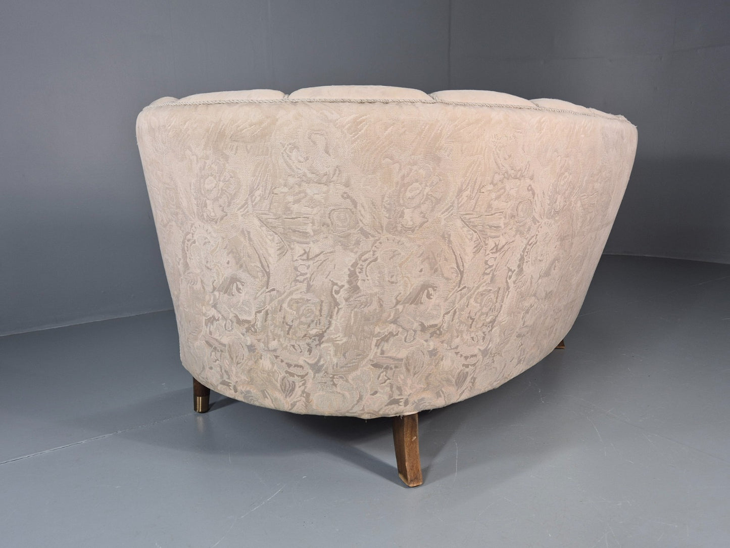 Vintage 2 Seat Banana Sofa Art Deco Danish Cream Floral Cover 1940 EB10798  V2SS17