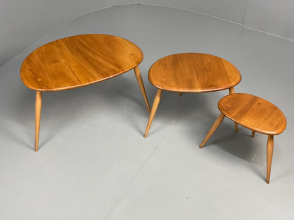 Ercol Pebble Nesting Tables Blonde Elm 1960s Mid Century Side Table EB11689 MWOO17