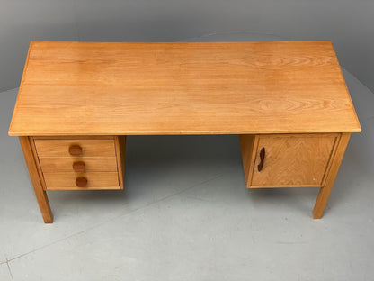 Vintage Danish Oak Desk Teak Handles With Drawers And Storage EB8722 MWOO - UKDK FURNITURE