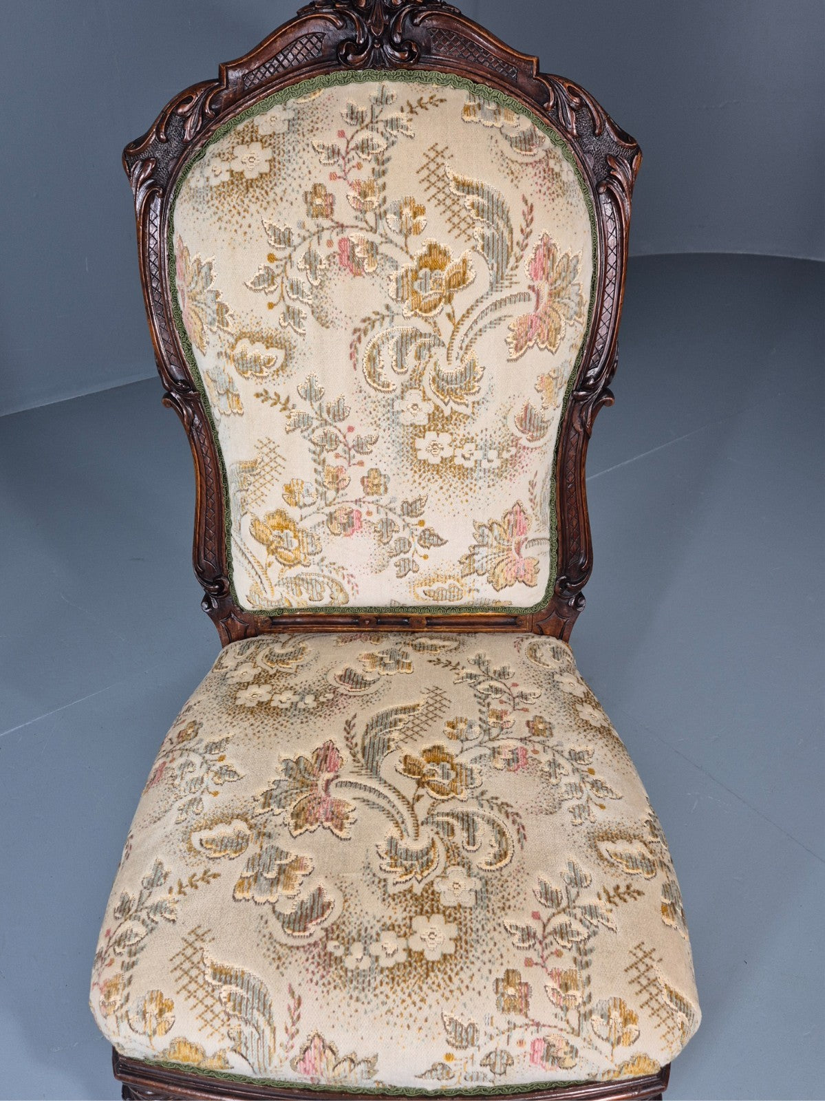 Antique Mahogany Nursing Chair Floral Upholstery 1880s Victorian EB11175 VCLO12