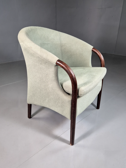 Vintage Danish Lounge Chair Green Faux Suede Stouby 1980s MCM Retro EB7185 MNOR6