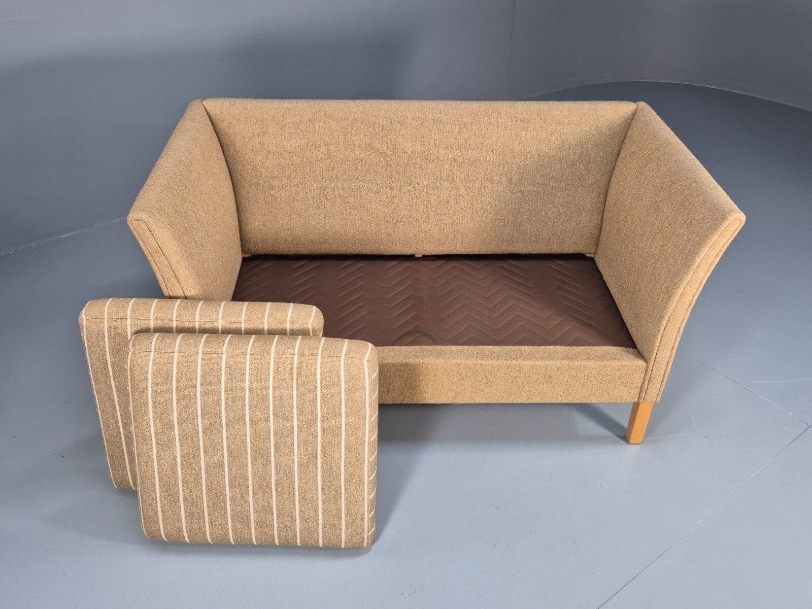 Vintage Danish 2 Seat Sofa Mid Century Beige Wool 1970s Retro EB9641 M2SS - UKDK FURNITURE
