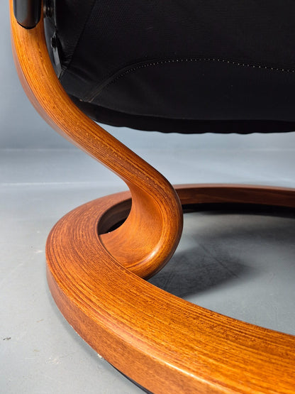 Vintage Norwegian Swivel Lounge Chair Black Leather Stressless Retro EB8490 MSWI - UKDK FURNITURE
