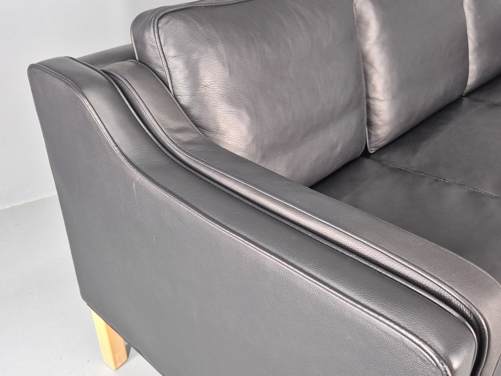 Vintage 3 Seater Sofa Danish Black Leather Mid Century Retro 1980s  EB10469 M3SS11