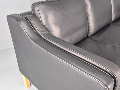 Vintage 3 Seater Sofa Danish Black Leather Mid Century Retro 1980s  EB10469 M3SS11