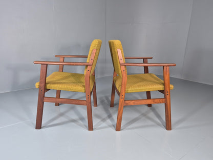 2 Danish Desk Chairs Teak Framed Original Wool Upholstery 1960s MCM EB11335 MDIN6