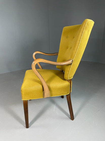 Vintage Danish Elbow Chair Green Beech Frame Retro MCM EB6756 MNOR - UKDK FURNITURE