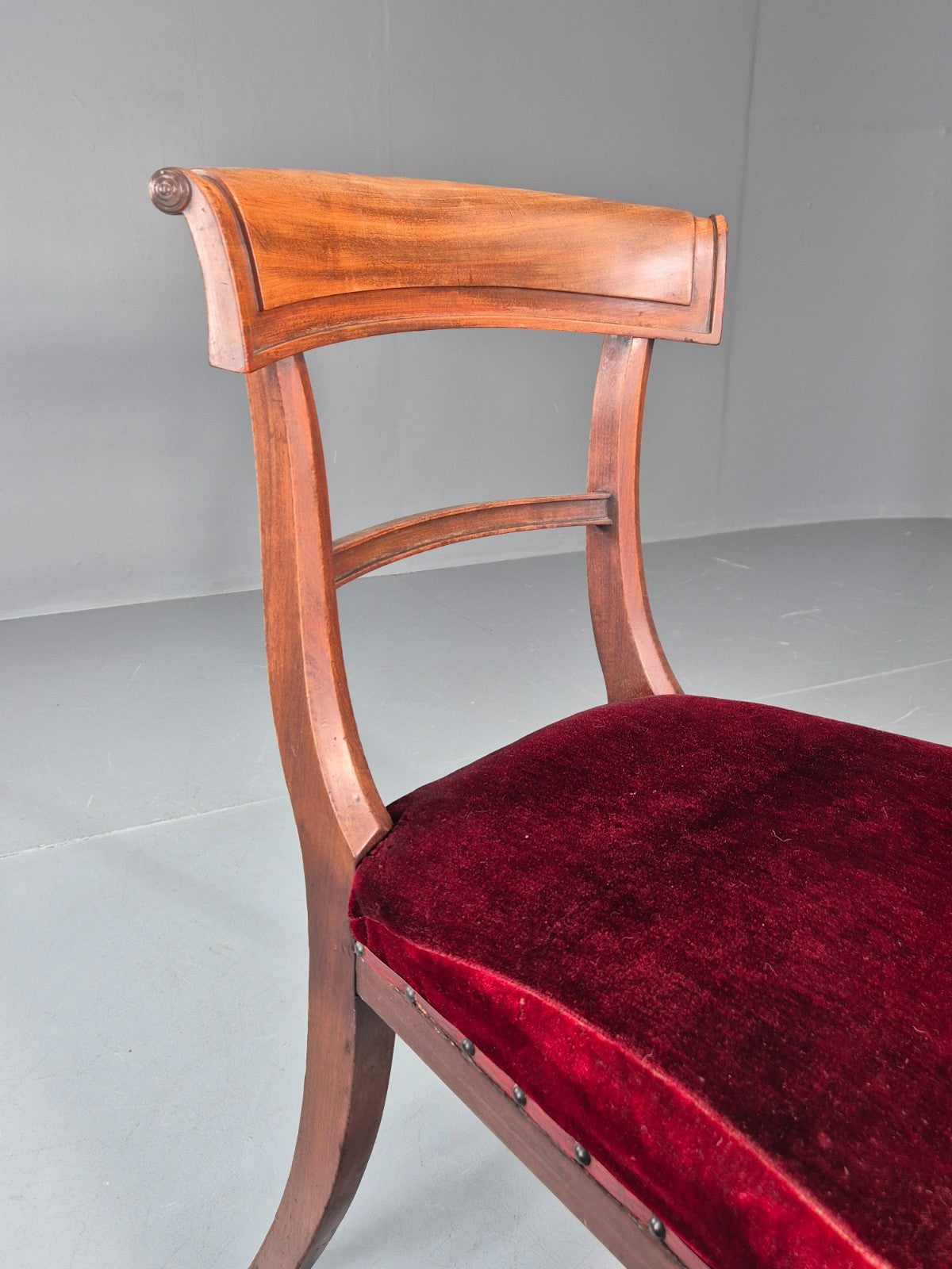 Antique William IV Mahogany Dining Chair Red Velvet Upholstery 1830 EB11224 VDIN15