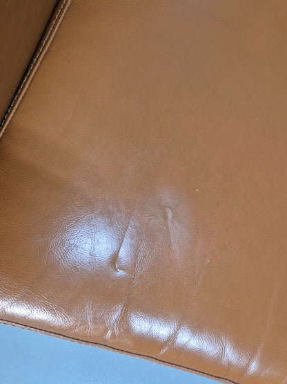 Vintage Tan Leather Two Seater Sofa Danish 1970s Retro Mid Century  EB10100 M2SS12