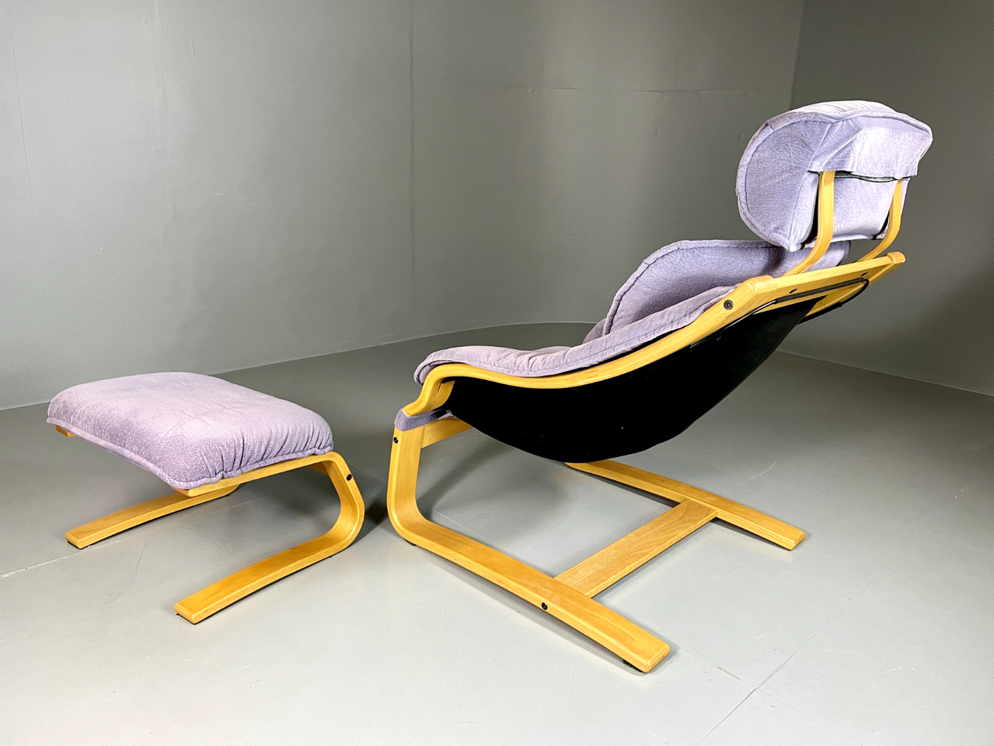 Danish Cantilever Lounge Chair Bentwood Purple Footstool Vintage  EB5768 MBEN6