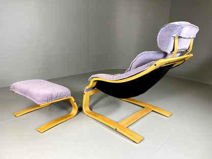 Danish Cantilever Lounge Chair Bentwood Purple Footstool Vintage  EB5768 MBEN6