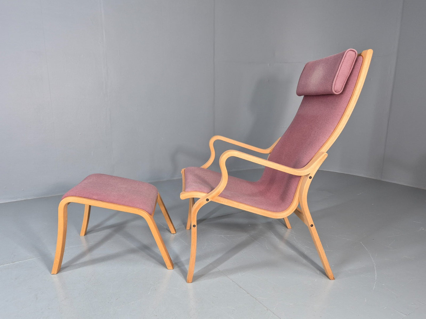Vintage Danish Bentwood Chair and Footstool Ostergaard Style Retro EB11297 MBEN9