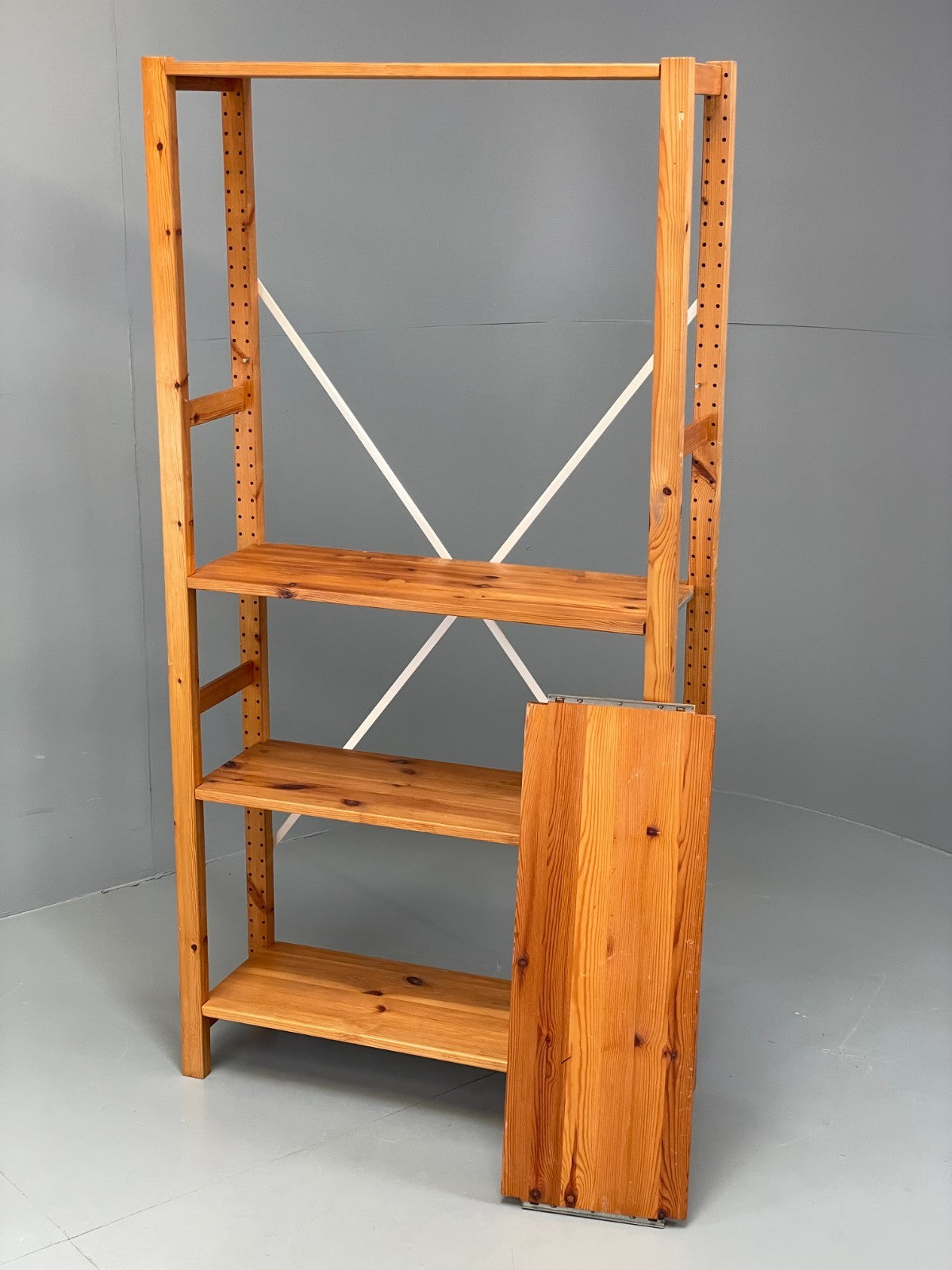 Pine Open Shelving Unit Adjustable Retro Scandi Solid EB11784 MWOO20