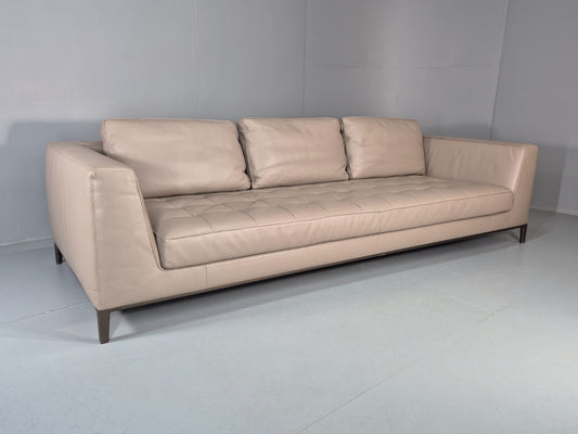 Maxalto Four Seater Sofa Grey Leather Italian Quality Lucrezia EB11269 M4SS0