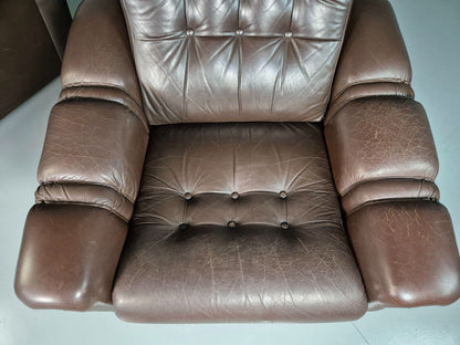 2 Vintage Danish Lounge Chairs Brown Leather Vinyl Retro MCM 1970s EB7177 MNOR - UKDK FURNITURE