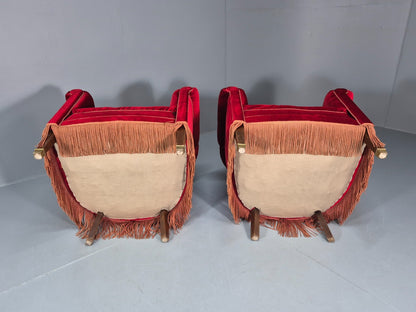 Art Deco Tub Chair Danish Red Velvet Tassels 1920s  EB10770 VCLO6