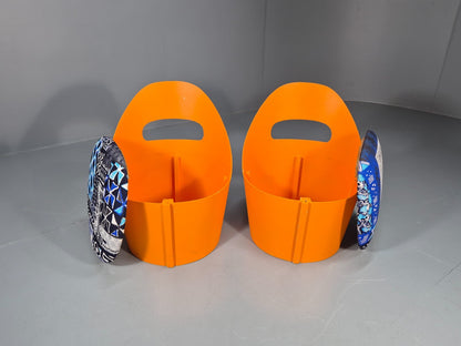 2 Vintage Retro Curved Plywood Chairs Orange 1970s Holdaway Style EB10929 MNOR5