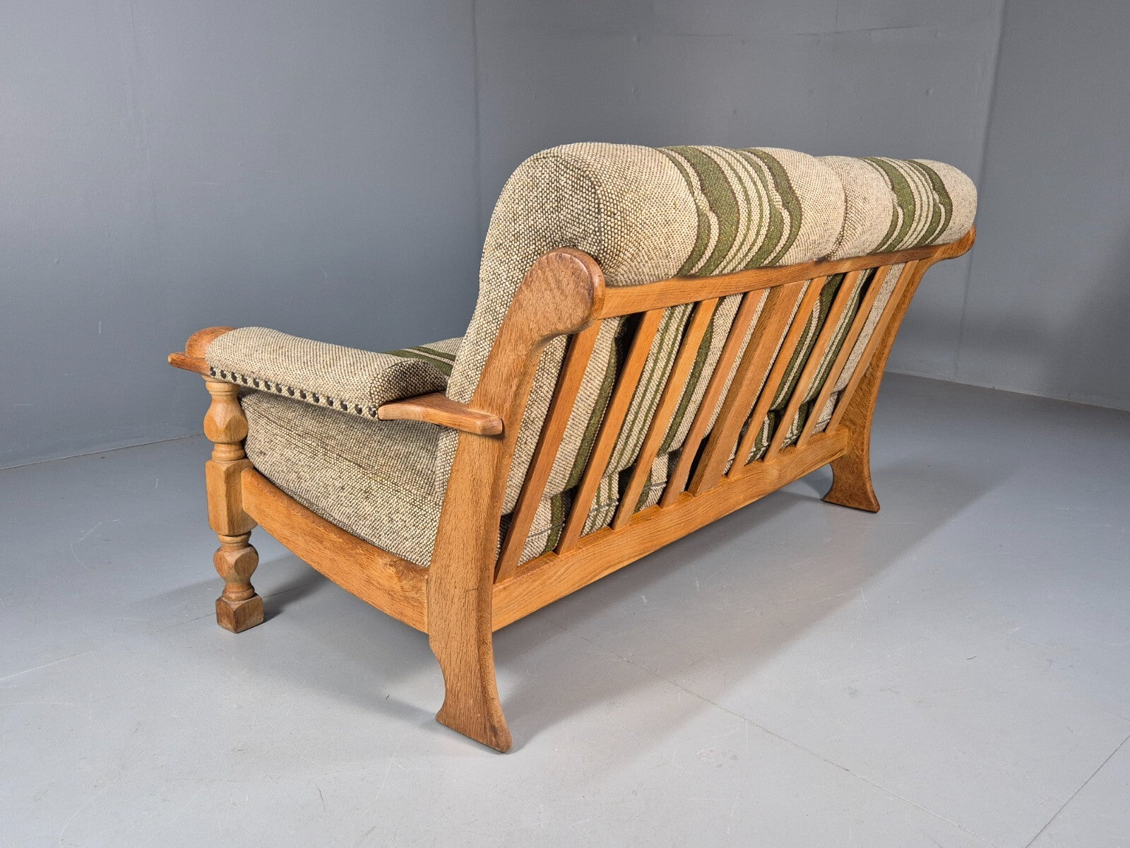 Vintage Kjearnulf Style 2 Seat Sofa 1970s Danish Oak and Wool EB9562 M2SS - UKDK FURNITURE