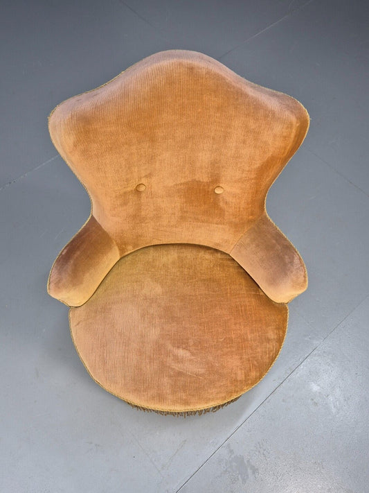 Vintage Danish Lounge Chair Gold Velour 1930s Boudoir Suite EB8978 VCLO - UKDK FURNITURE