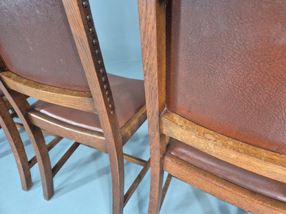 4 1930s Dining Chairs Oak and Rexine British EB11010 VDIN11