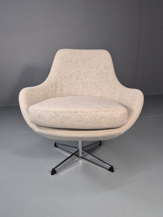 Vintage Swivel Bucket Chair New Upholstery 1960s Retro MCM Danish EB11468 MSWI1