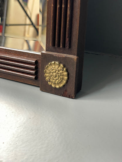 Vintage Mahogany Wall Mirror Regency Style Brass Detailing EB11052 MWOO5