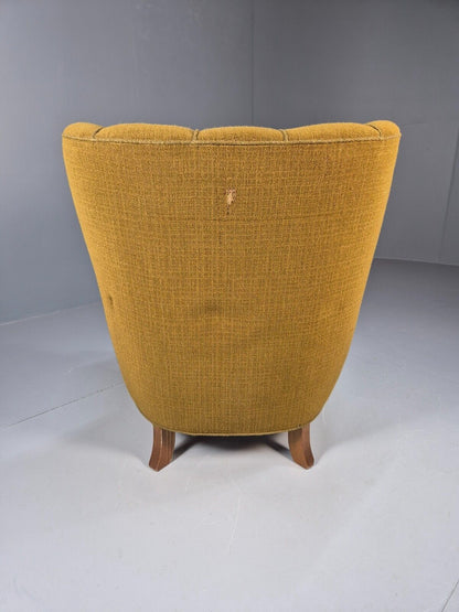 Art Deco Danish Oak Lounge Chair Green Wool 1940s Retro EB9047 VCLO - UKDK FURNITURE