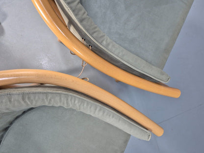 2 Vintage Danish Lounge Chairs Light Green Faux Suede Tub Frame MCM EB8511 MNOR - UKDK FURNITURE