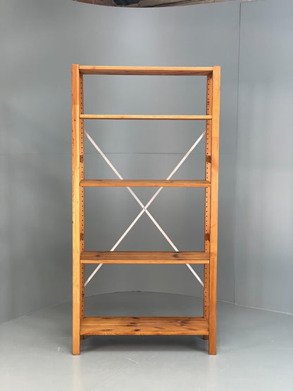 Pine Open Shelving Unit Adjustable Retro Scandi Solid EB11782 MWOO1