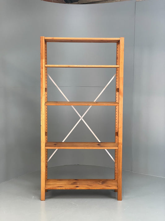 Pine Open Shelving Unit Adjustable Retro Scandi Solid EB11782 MWOO1