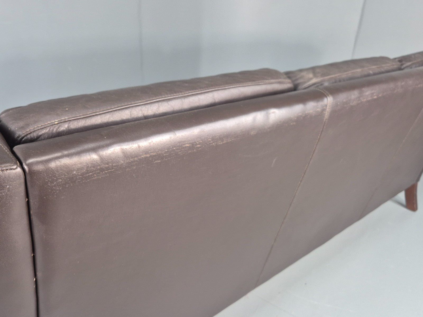 Vintage 3 Seat Sofa Brown Leather Danish Mid Century 1970s Retro  EB10537 M3SS20