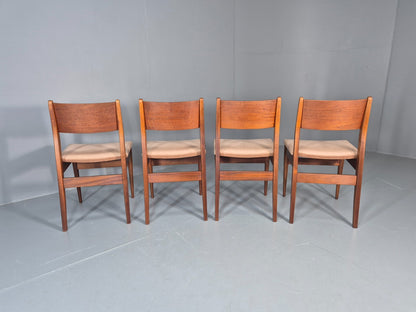 4 Vintage Teak Dining Chairs 1960s Retro Pinky Brown Velour MCM EB11605 MDIN10