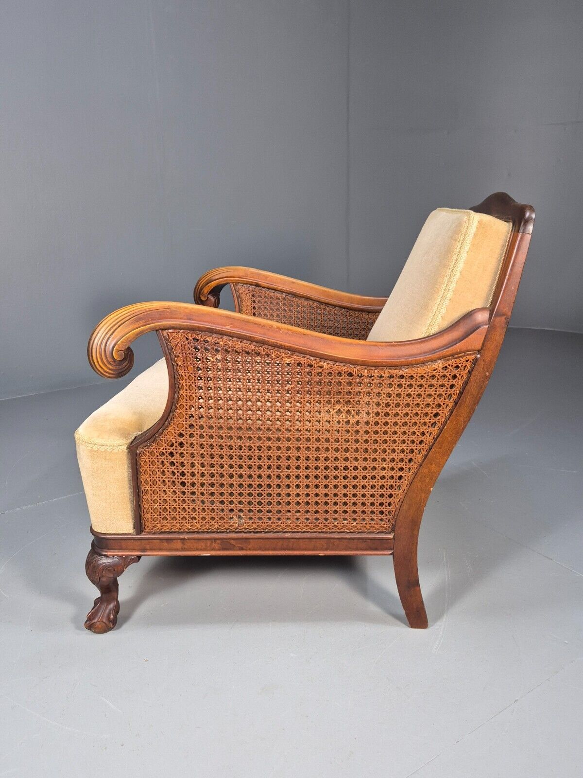 Antique Danish Lounge Chair Bergere Sides Ball and Claw Legs 1920s EB8972 VCLO - UKDK FURNITURE