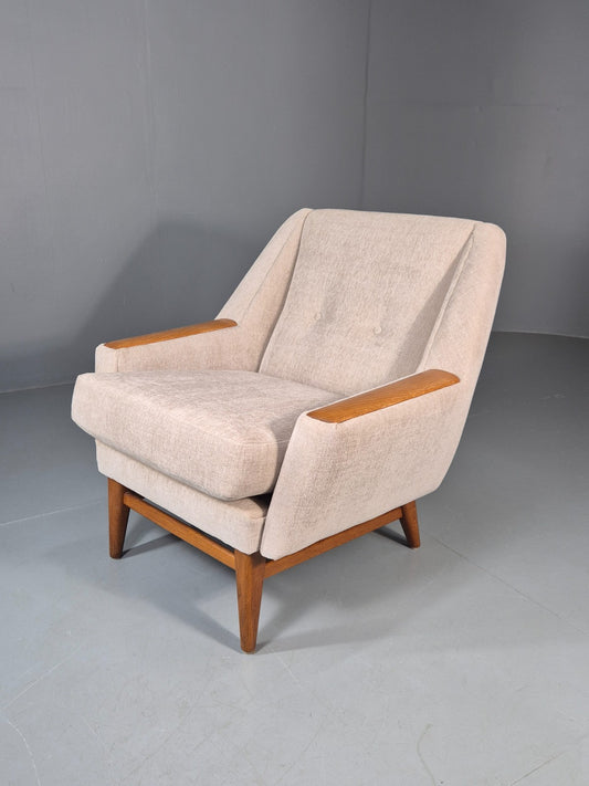 Vintage Danish Mid Century Lounge Chair Teak Frame New Upholstery EB11777 MNOR0