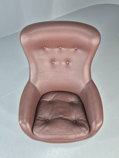 Vintage Bucket Swivel Chair 1970s Sweden Retro Mid Century Vinyl EB11118 MSWI12