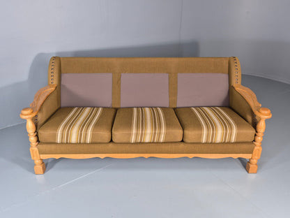 Vintage Danish Three Seater Settee Kjaernulf Style Oak Frame EB11313 M3SS10