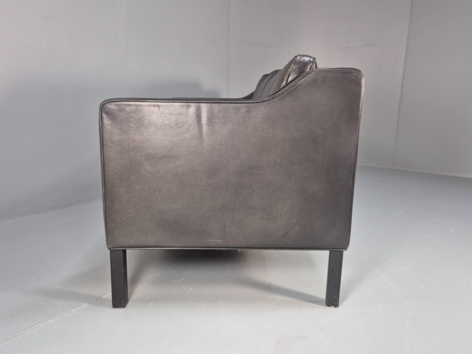 Vintage Stouby Eva Two Seater Sofa Black Leather Mogensen 1980 EB10111 M2SS18