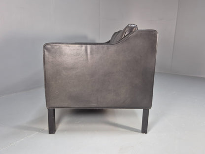 Vintage Stouby Eva Two Seater Sofa Black Leather Mogensen 1980 EB10111 M2SS18